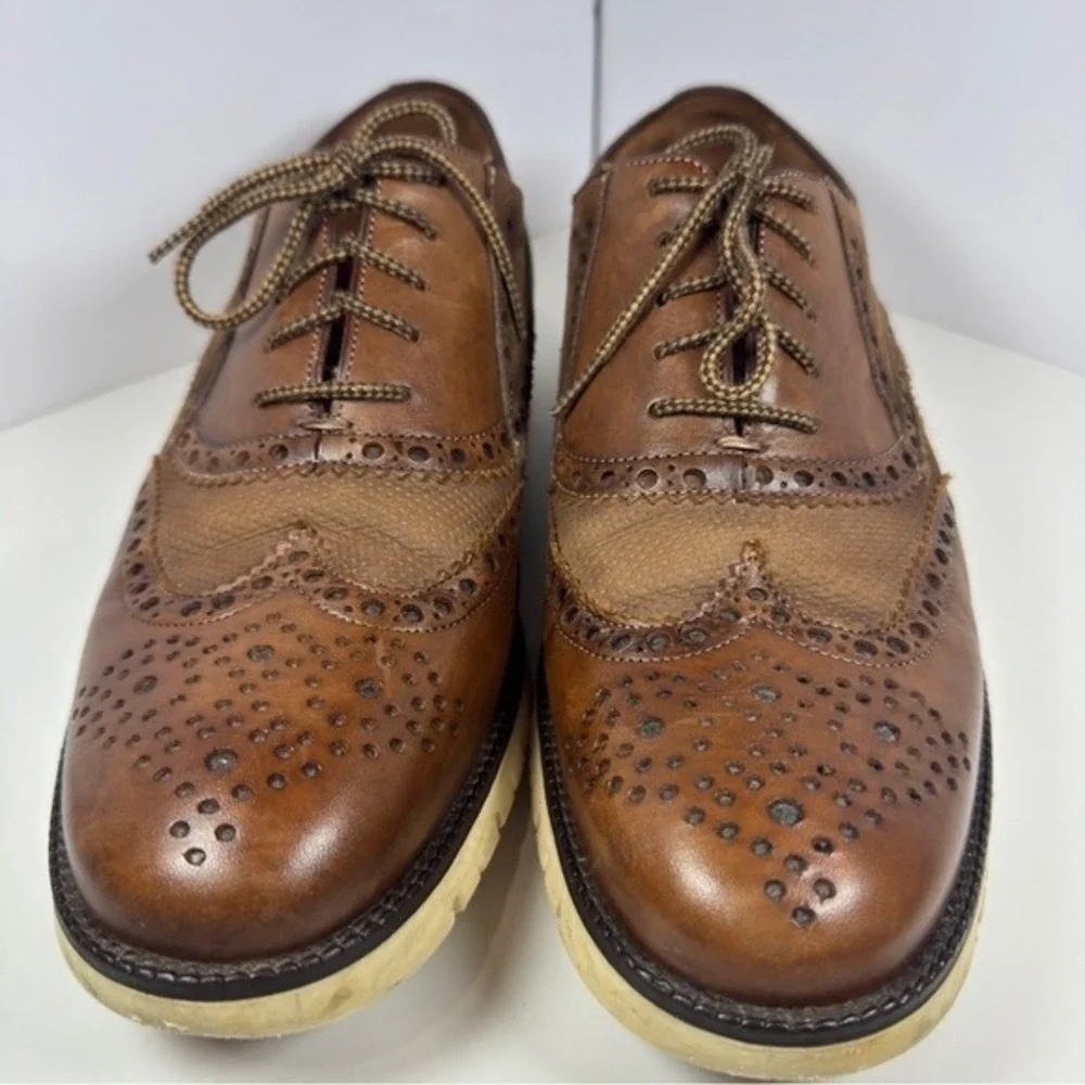 Franco Cuadra Wingtip Oxford Shoes‎ Mens Brown Leather Lace Up Comfort Size 9.5